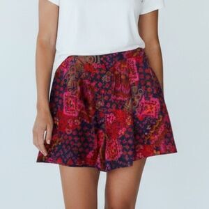 Vintage Miz California High Waist Shorts - Pink and Red Pattern Made in USA in S